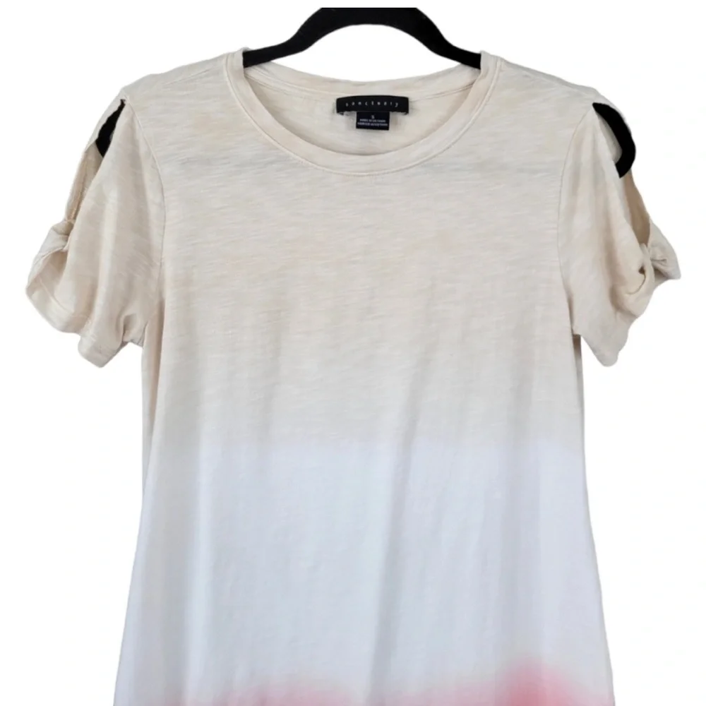 Sanctuary Ombré Tie-Dye Crew Neck Mini Shift T-Shirt Dress w/ Sleeve Detail - Picture 4 of 8
